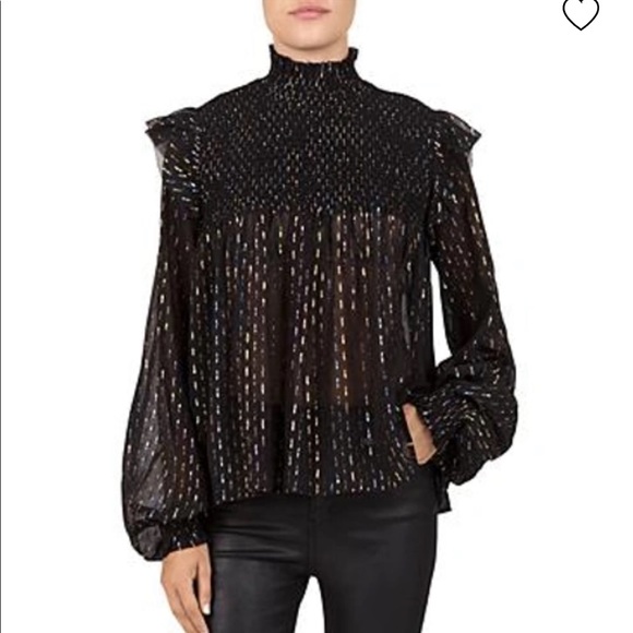 The Kooples Tops - THE KOOPLES Paris silk metallic black Size 1